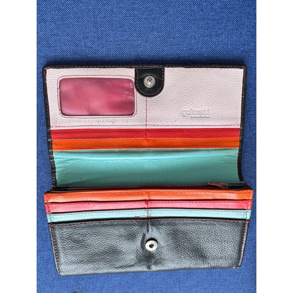 Golunski Wallet Fold Over Flap Leather w/ Card Pockets Interior Coin Compartment